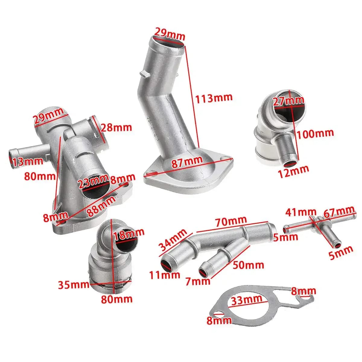Kit de mise à niveau de bride de liquide de refroidissement en aluminium, 6 pièces/ensemble, pour VW