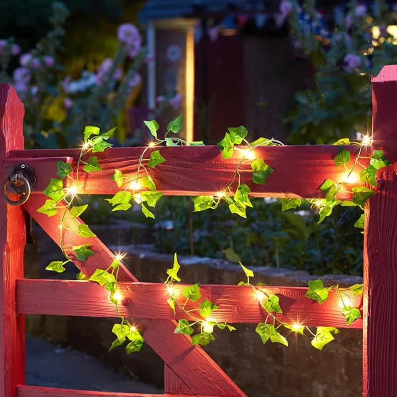 Guirxiété lumineuse verte pour sapin de Noël, fleur, cuir chevelu, vigne artificielle, lumières dégr