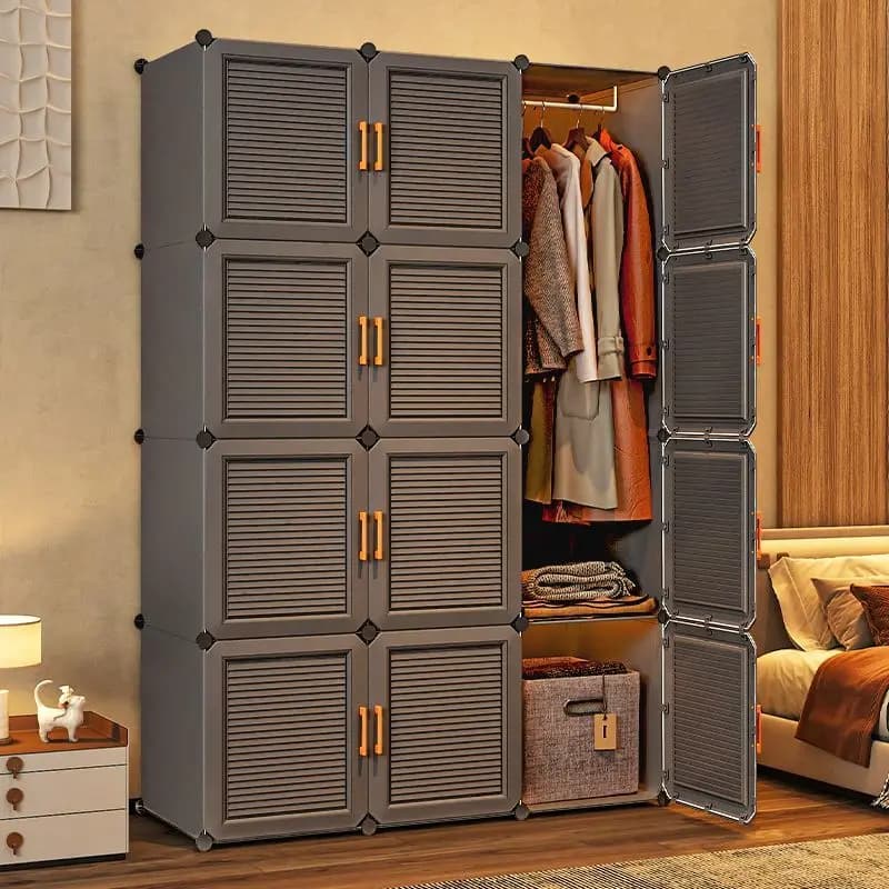 Armoire de Rangement Pliable et Anti-Poussière, Meuble de Chambre à Coucher, Assemblez des Vêtements