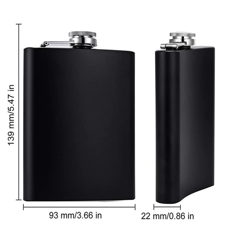 LMETJMA flacon de hanche noir mat pour liqueur en acier inoxydable anti-fuite avec ensemble de flaco