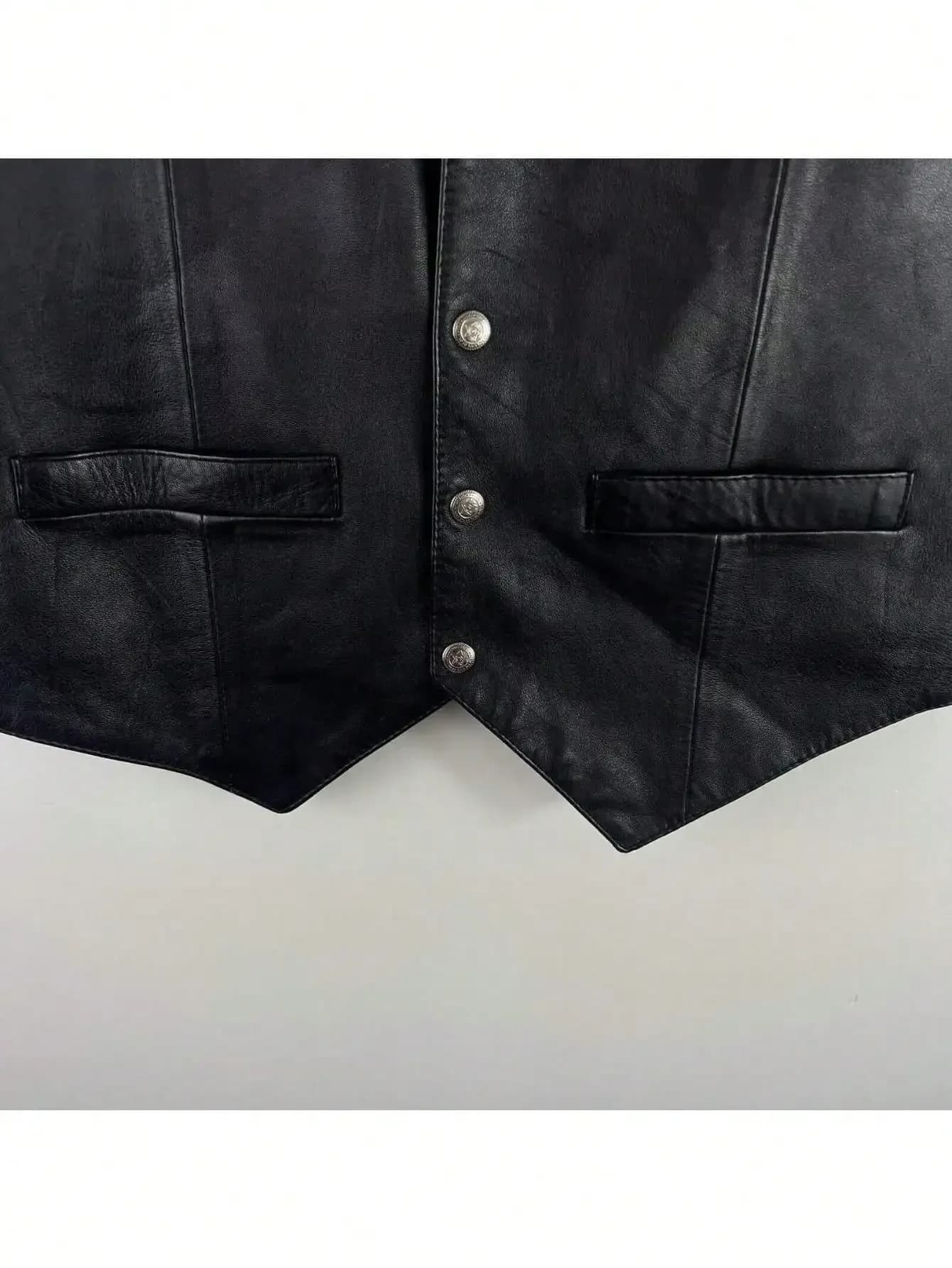 LisdinoMen doux 100% cuir gilet Snap Western hommes cadeau tenue de vacances motard informel