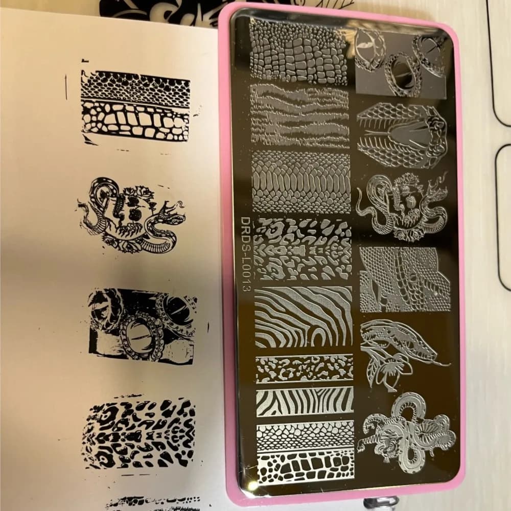 Plaques d'estampage de géométrie de ligne française 12x6cm, motif de marbre floraison/Image de ligne
