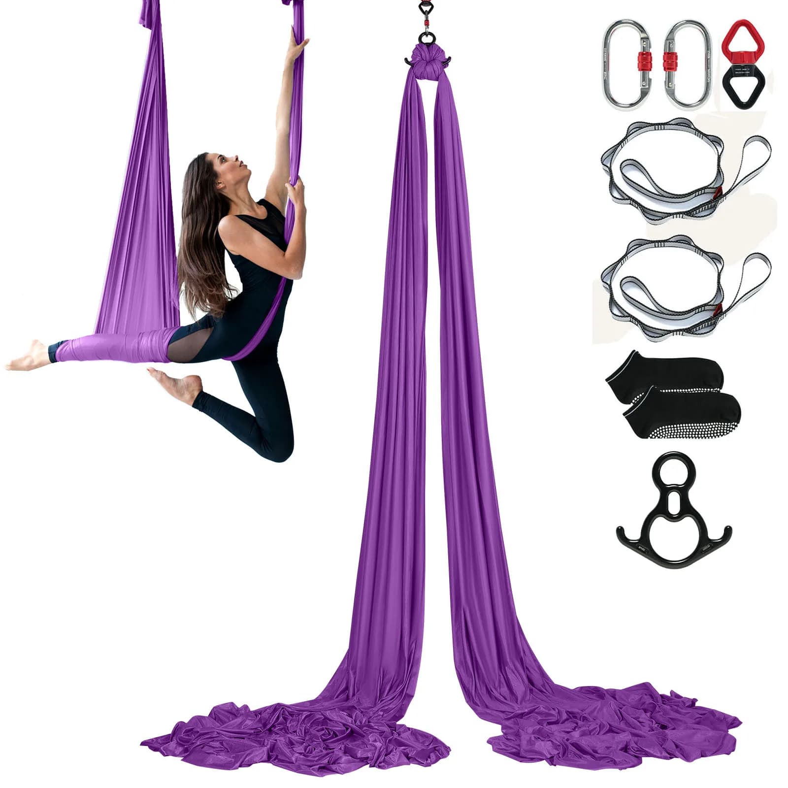 SucceBuy 8,7/11Yards hamac de yoga aérien et kit de démarrage de yoga balançoire accessoire de sangl