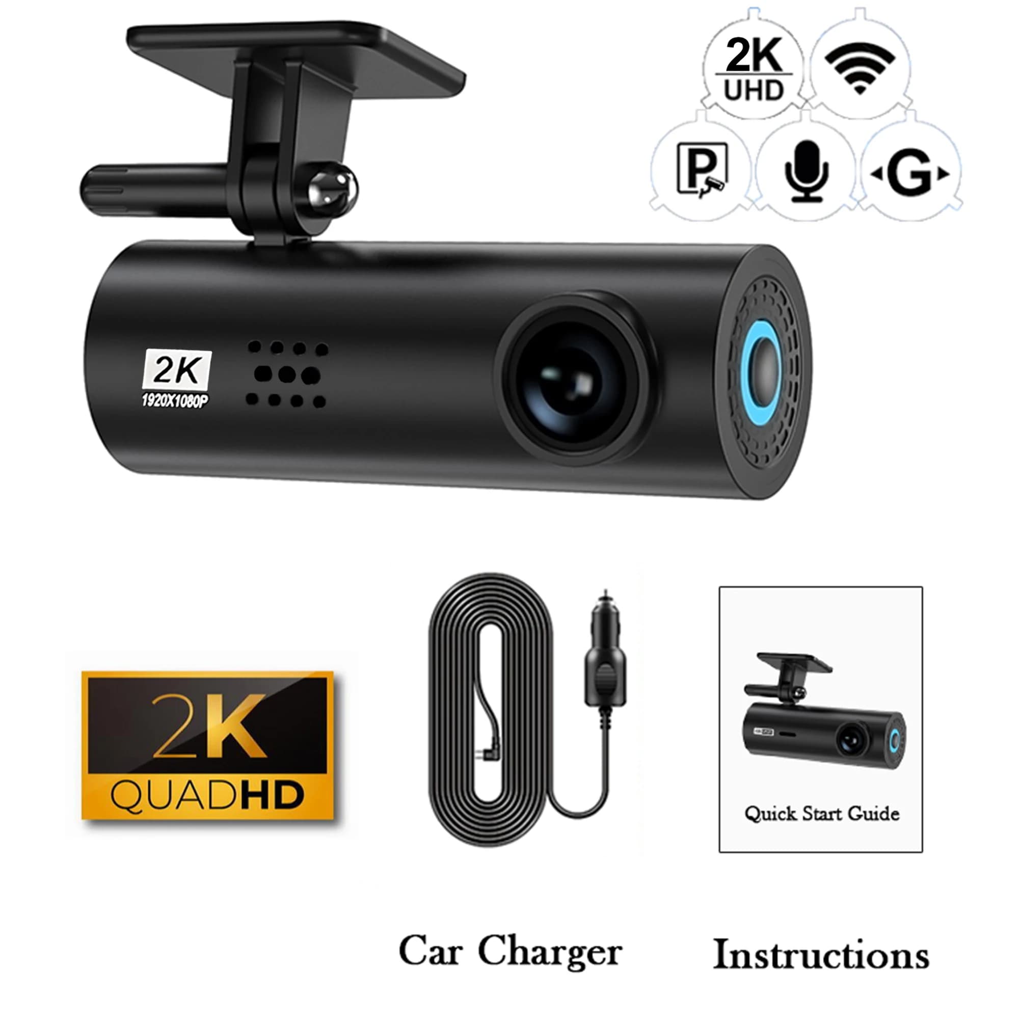 Caméra embarquée pour voiture, enregistreur vidéo de conduite 4K WiFi, mini caméra frontale, moniteu