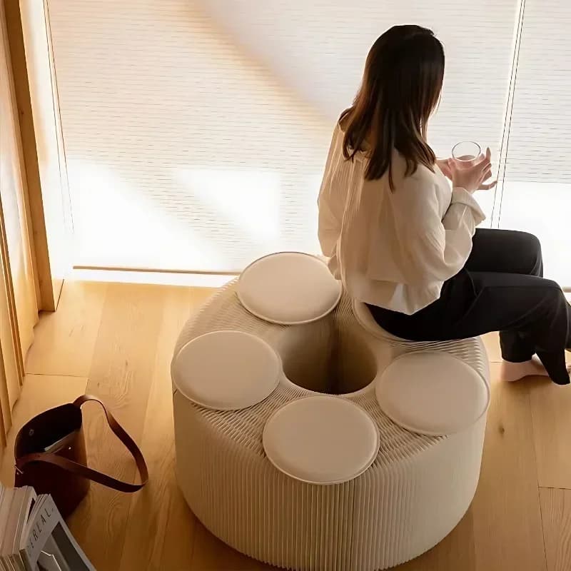 Tabouret pliant escamotable de papier de banc, tabouret paresseux télescopique de sofa, tabouret bas