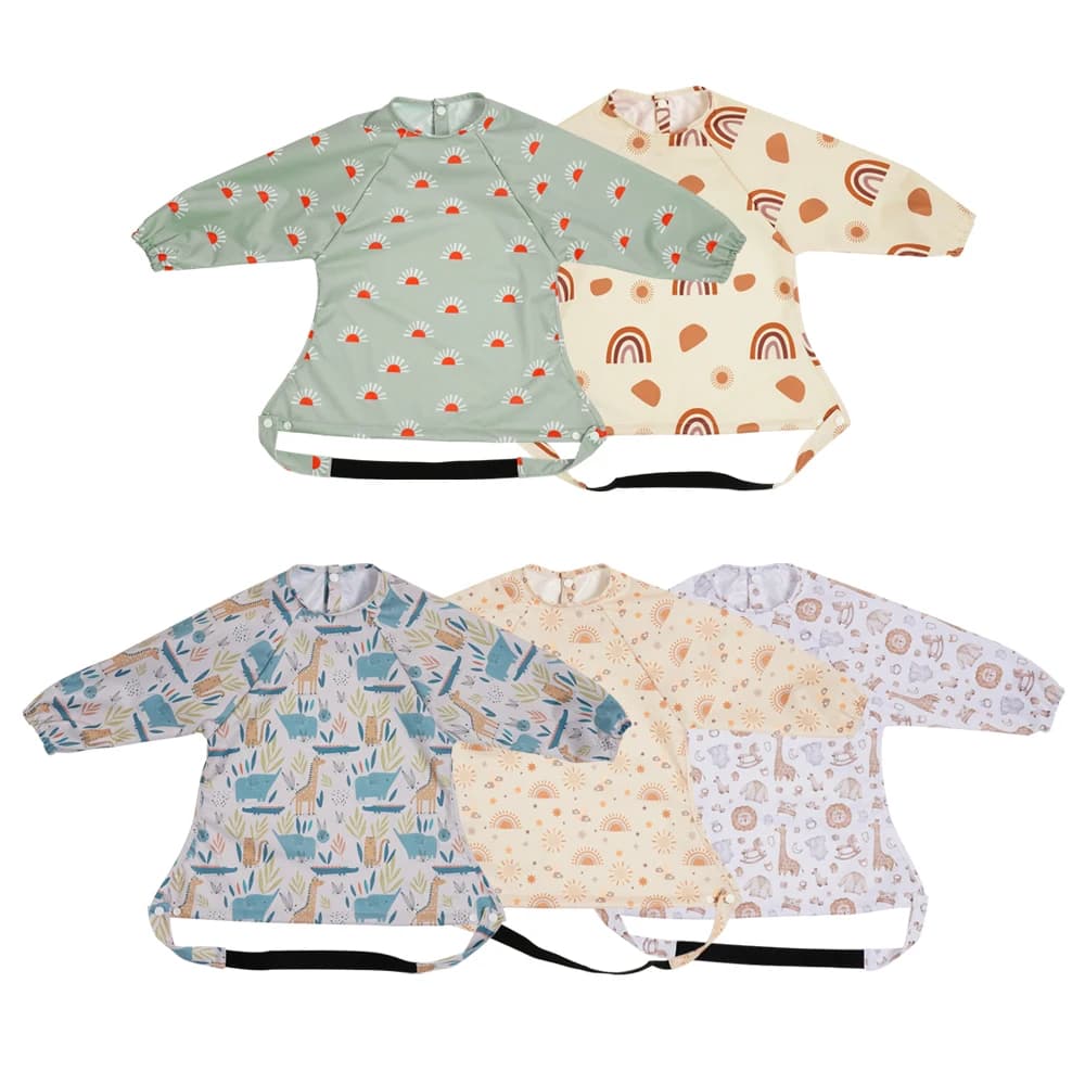 Elinfant-Bavoir en Polyester Imperméable à Manches sulfpour Bébé, Design lèvent à Pression Imprimés 