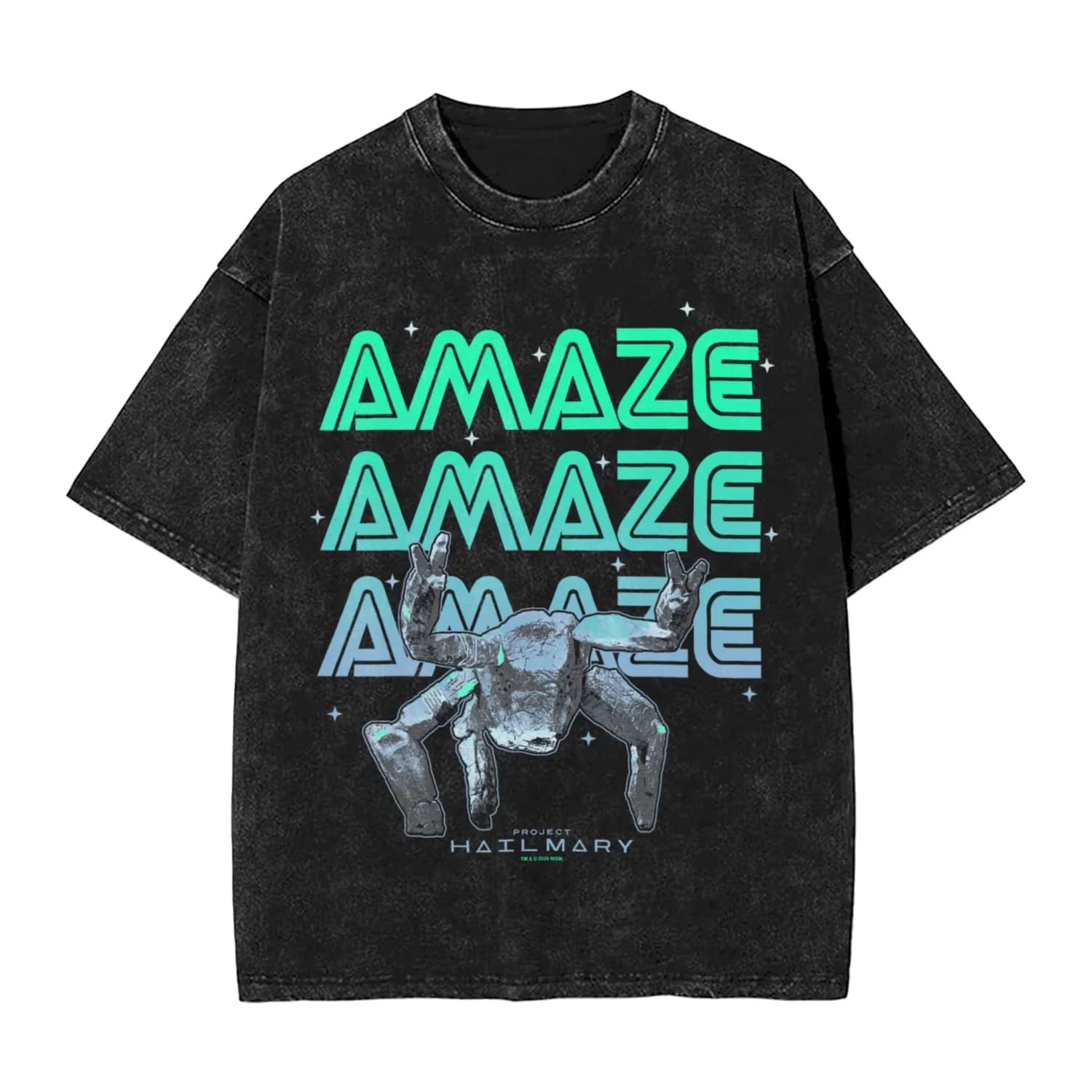 Men Project Hail Mary Rocky The Alien Distressed Portrait    T-shirts, vêtements de plage, Y2K, t-s