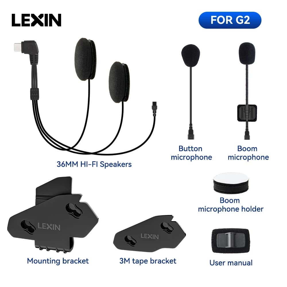 LEXIN-G2 moto Interphone casque et Clip accessoires pour casque complet/demi Interphone prise casque