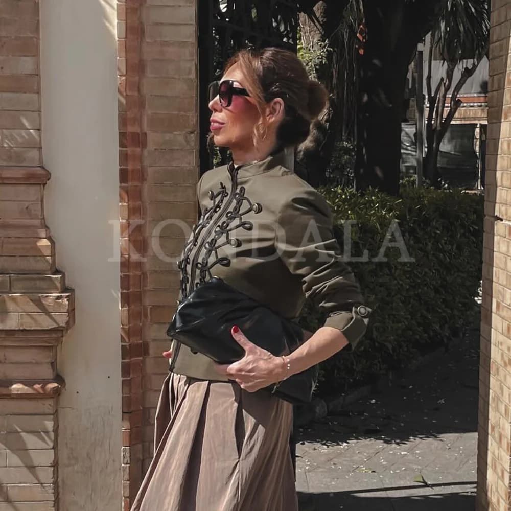 KONDALA 2026 Printemps-Été – Vestes Brodées Vertes Élégantes pour Femmes – Mode Soirée, Remise de Di