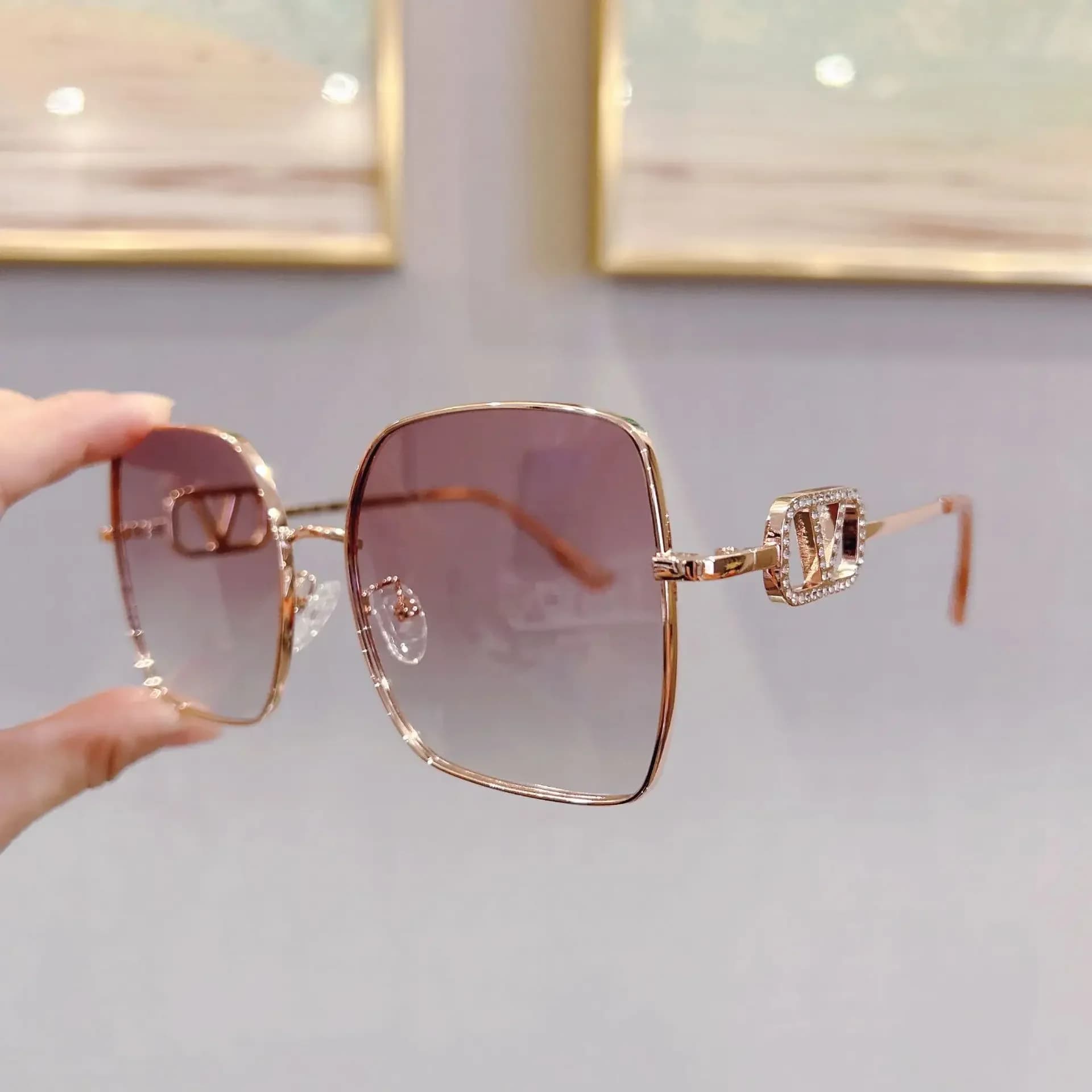 2025 nouvelle mode métal carré lunettes De soleil polarisées femmes luxe diamant UV400 lunettes De s