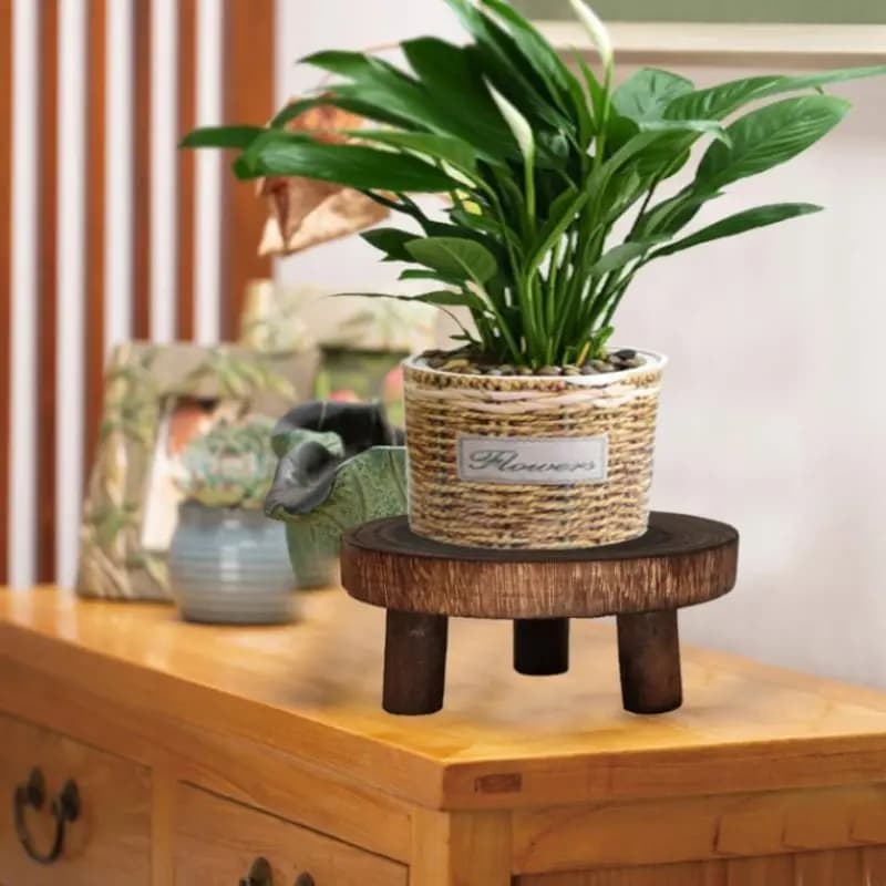 Support de plante en bois, support de base de pot de fleur, affichage de fleur de jardin de tabouret