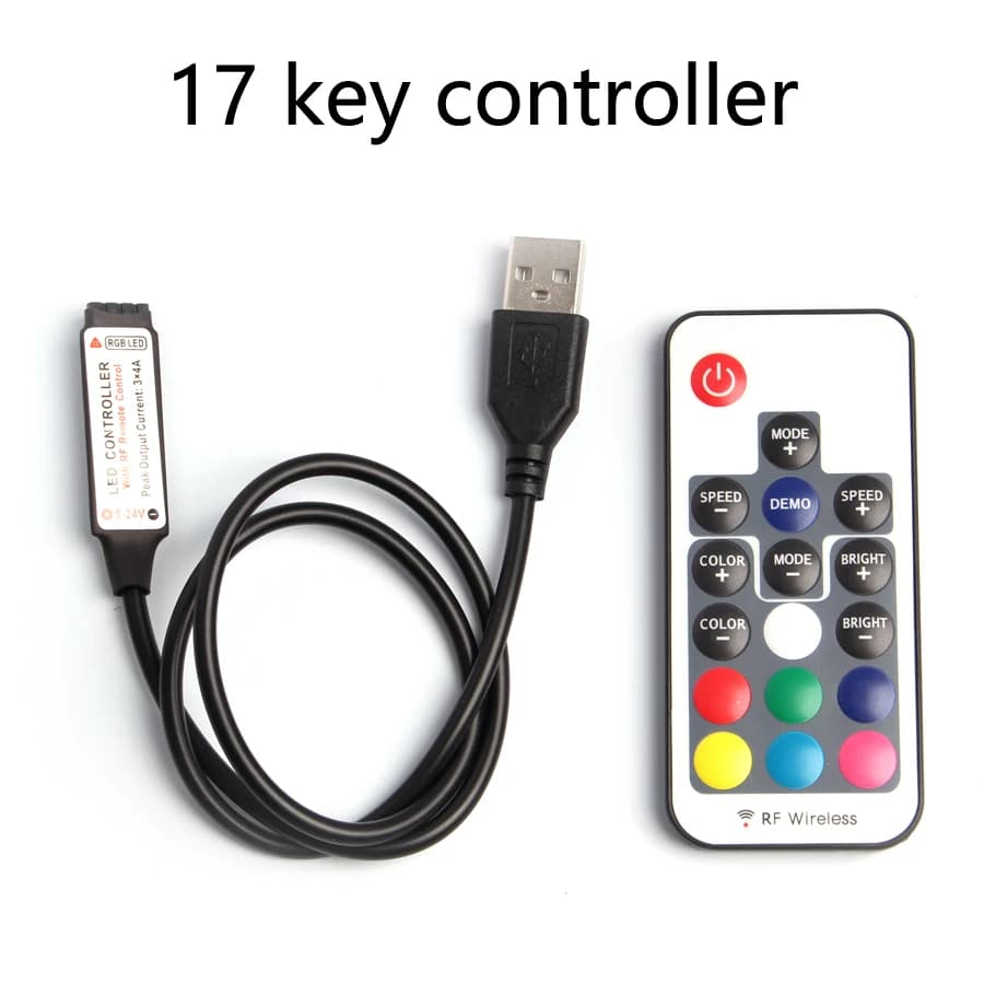 DC 5V USB LED bande lumineuse RGB contrôleur couleur unique IR Bluetooth télécommande RF télécommand