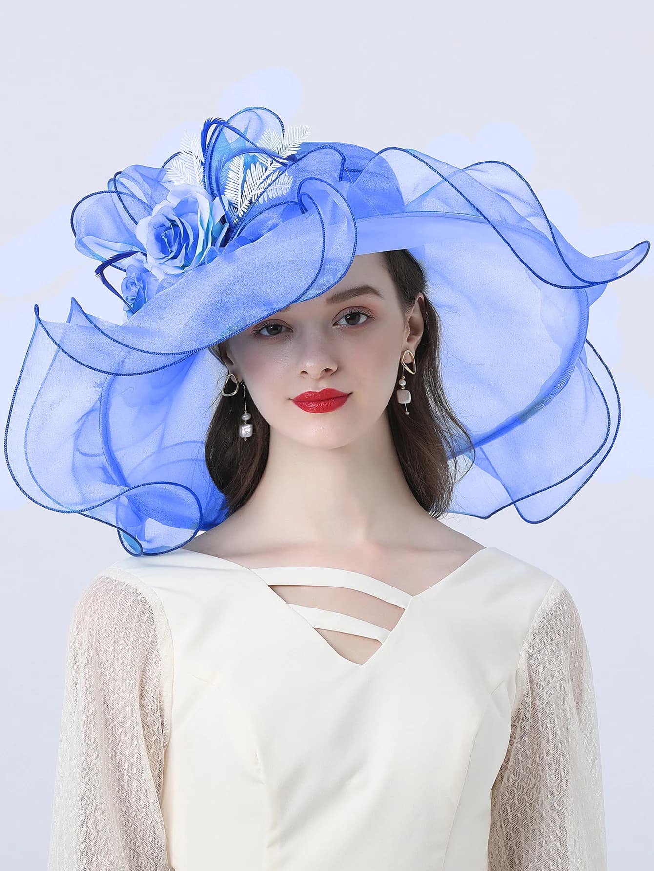 Chapeaux Fascinateurs à fleurs élastiques pour femmes, tri Derby, chapeau de soleil en organza, gran