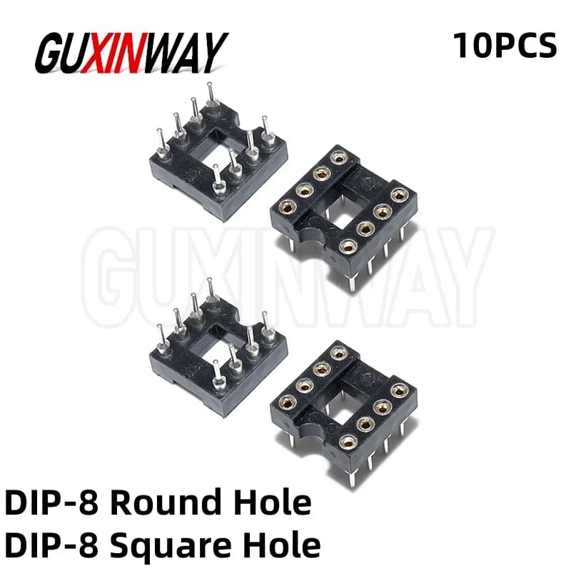 10 pièces DIP-8 trou rond trou carré 8 broches 2.54MM DIP DIP8 IC prises adaptateur Type de soudure 