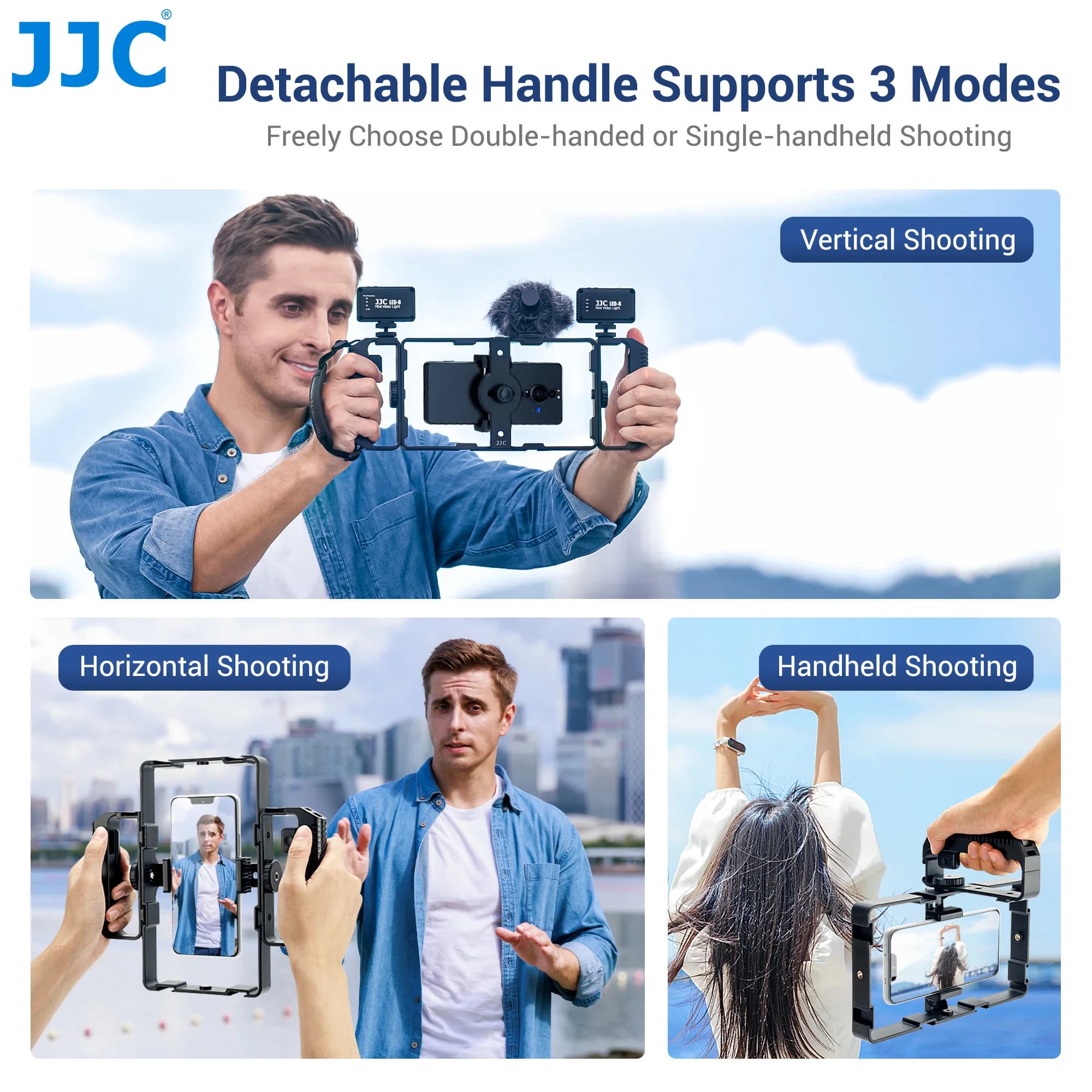 JJC – Kit de plate-forme vidéo universelle pour Smartphone, avec télécommande, poignée, Cage de Film