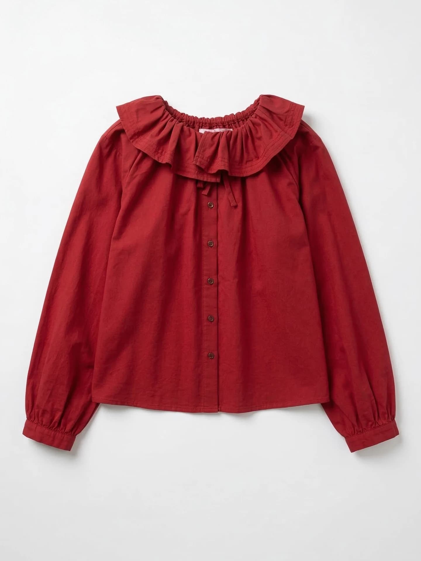 imakokoni 2026 Printemps Chemise en coton décontractée ample pour femme, col feuille de lotus, rouge