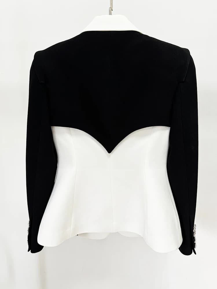 HIGH STREET Nouveauté 2026 Blazer de créateur pour femme, coupe ajustée, avec strass et boutons, col