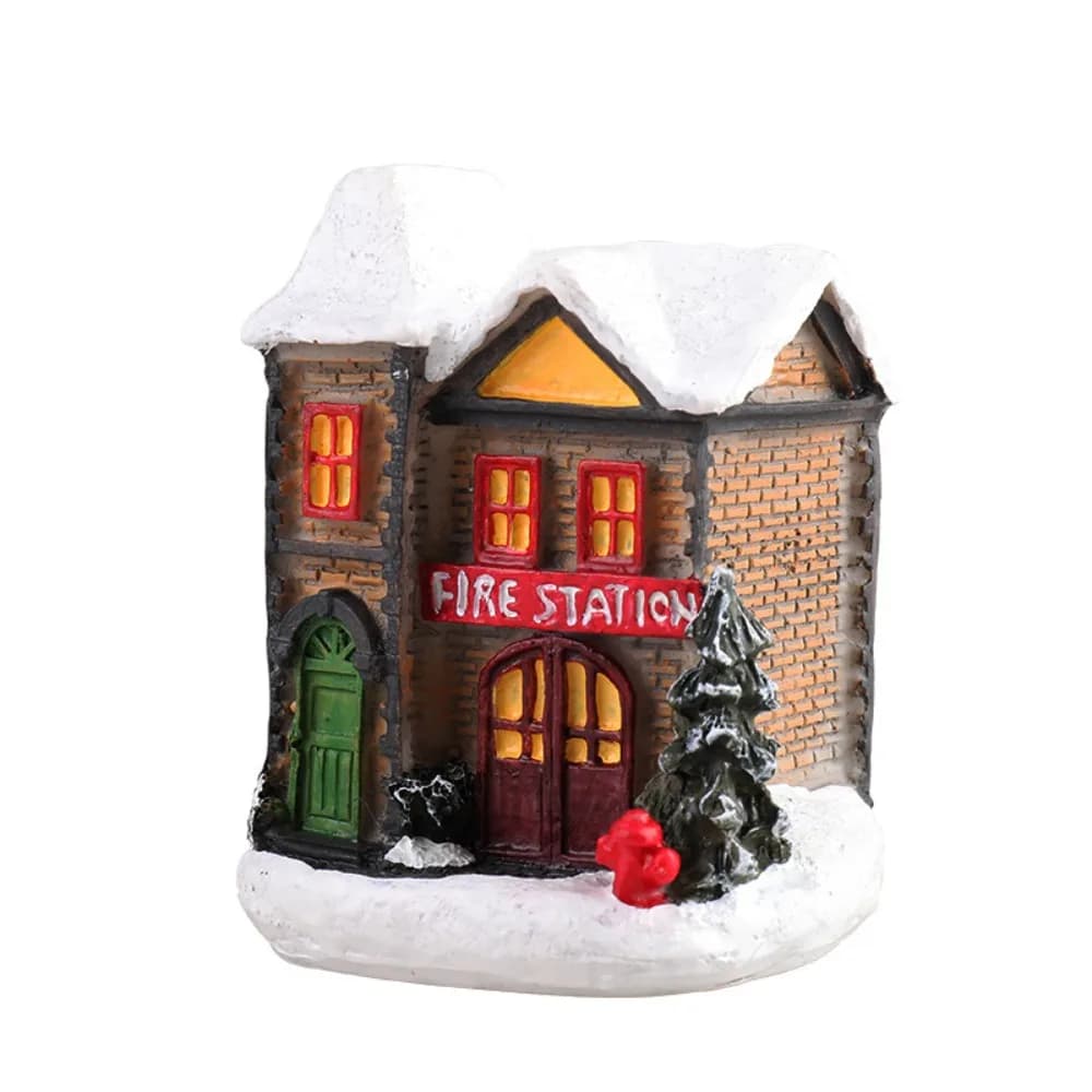 Mignon noël brillant petite maison lumineuse lumière chaude lumière LED maison de neige résine éléga