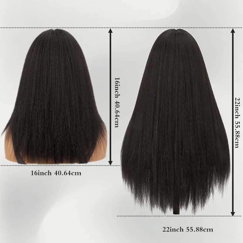 Perruque Yaki synthétique longue et crépue lisse, 16/22 pouces, cheveux doux et moelleux pour femmes