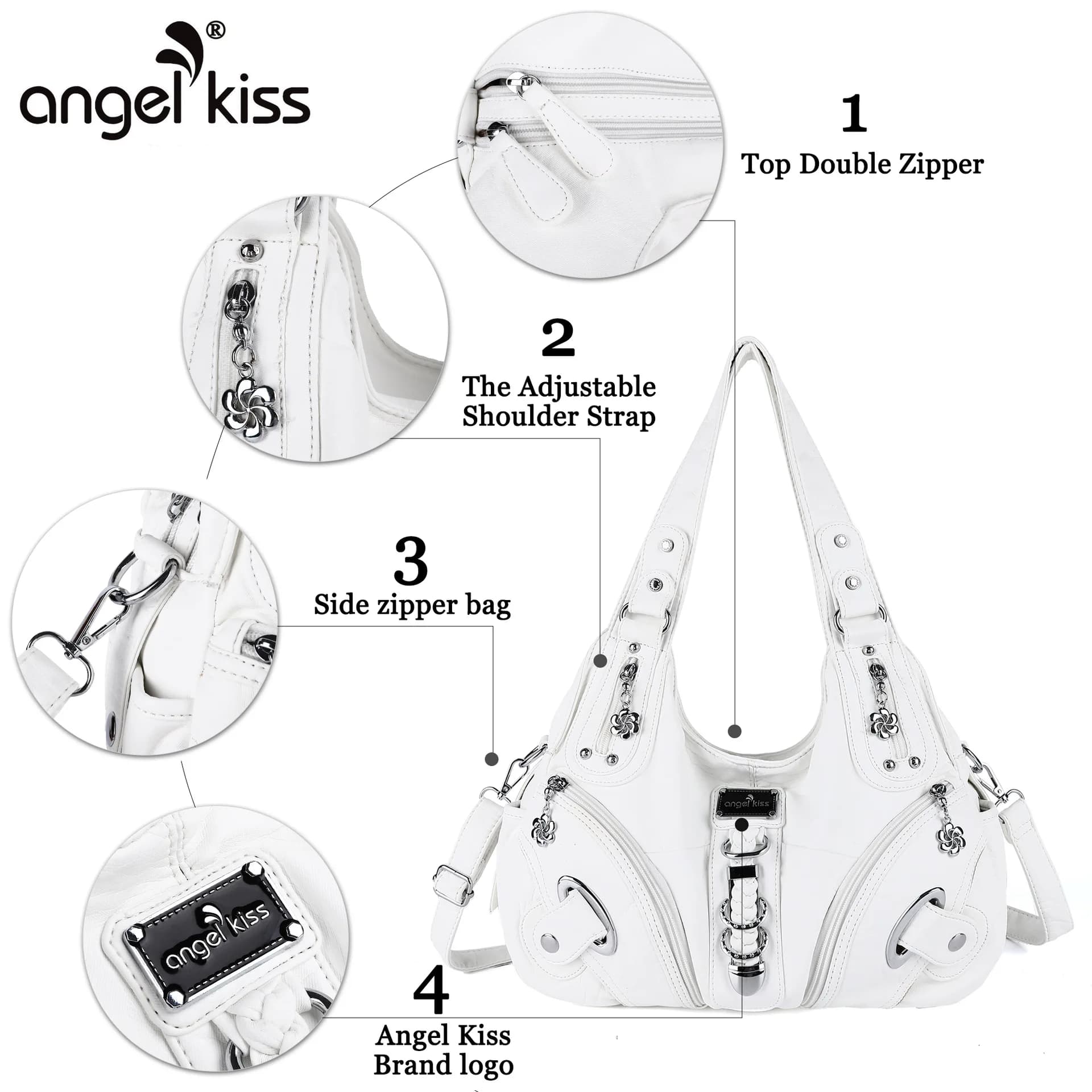Sac à main pour femme Angel Kiss, sac à bandoulière tendance, grand sac fourre-tout noir, sac de sho