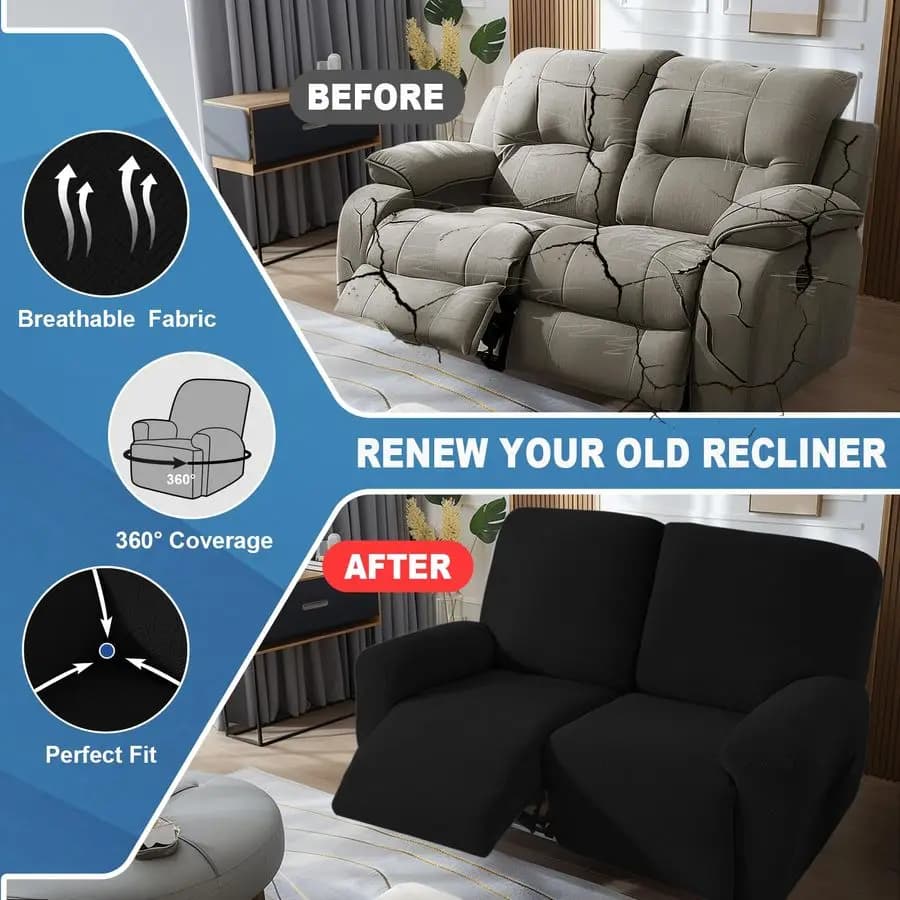 4 housses de canapé inclinable, housses de canapé inclinable extensibles avec fond élastique, jacqua