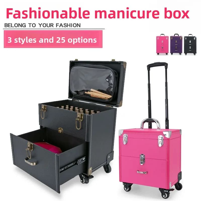 Trousse de tatouage professionnelle avec roulettes à frein pivotant, grande capacité, organiseur de 