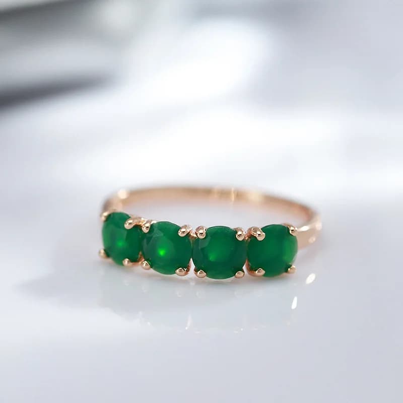 Bague en or rose 18 carats pour femme, bijoux en pierres précieuses émeraude naturelles, boîte à mat