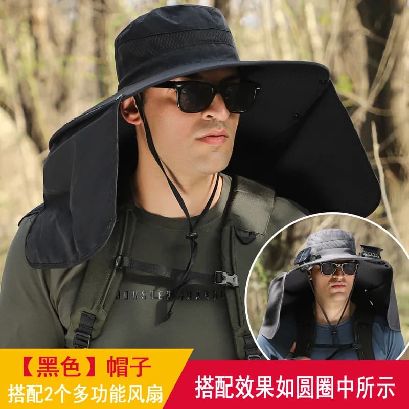 Sombrero-Grand chapeau imperméable pour homme, châle, crème solaire, protection du cou, bord, extéri