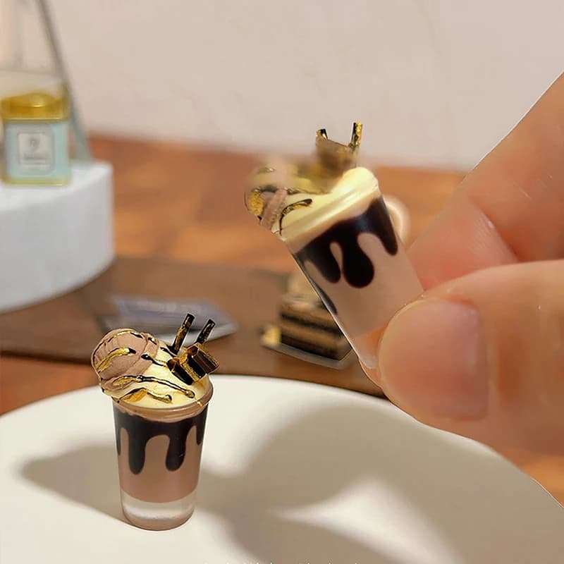 1/12 maison de poupée petit accessoire noisette cacao glacé moka modèle