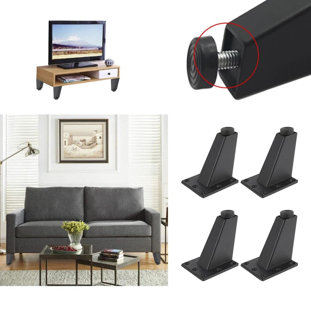 Pieds de Meuble Réglables en Métal Antidérapants, Canapé-Lit, Table, Meuble TV, Support Optique en A