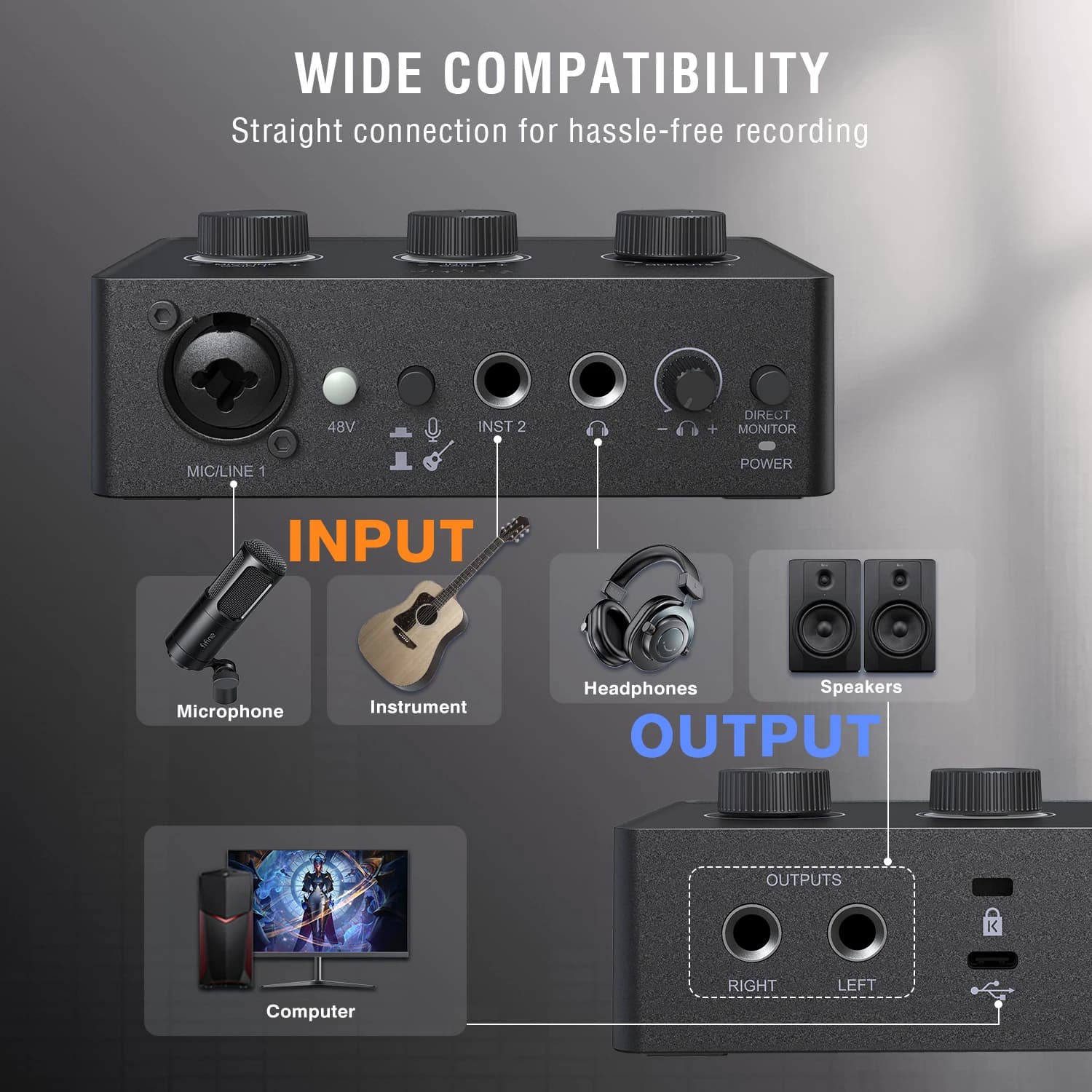 FIFINE-Kit Podcast avec Micro ociamique/Carte Son, Studio Tout-en-un avec Centre Audio pour PC Strea