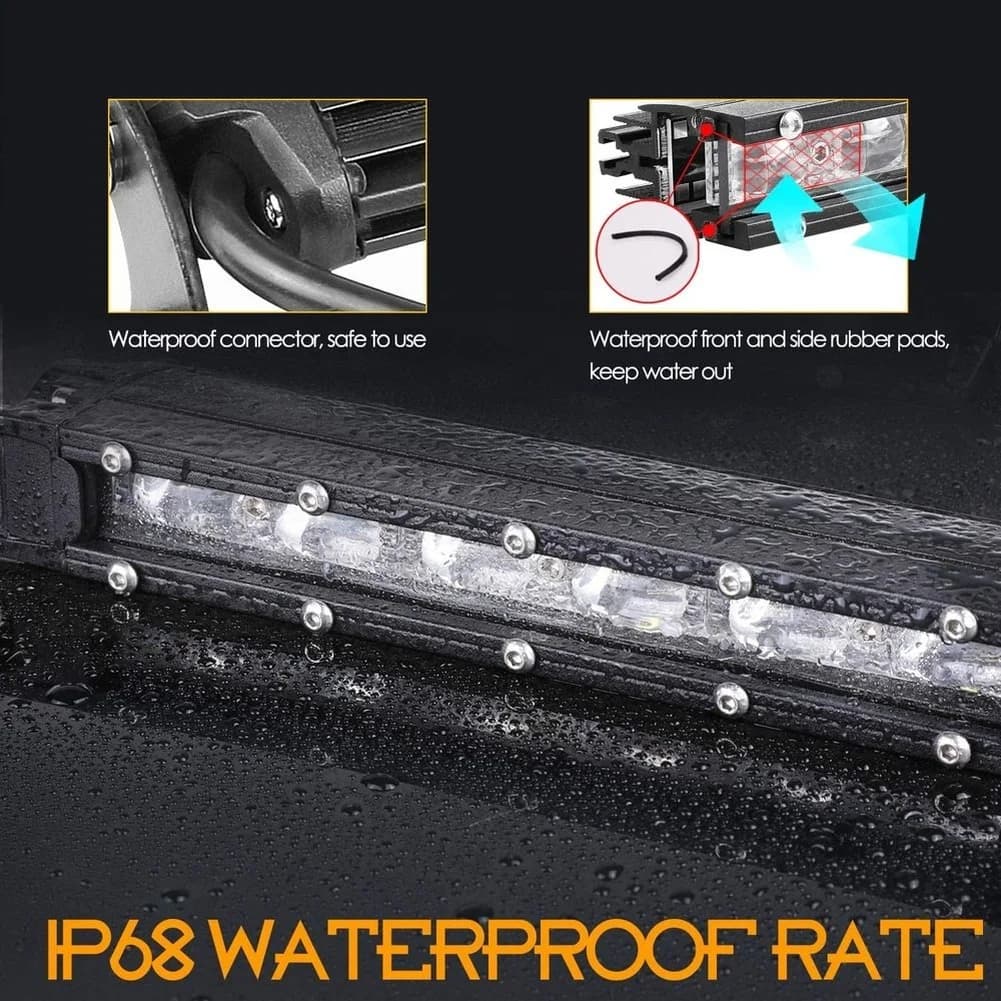 8D 8 "12V 24V projecteur barre lumineuse LED tout-terrain mince Barra LED barre lumineuse de travail