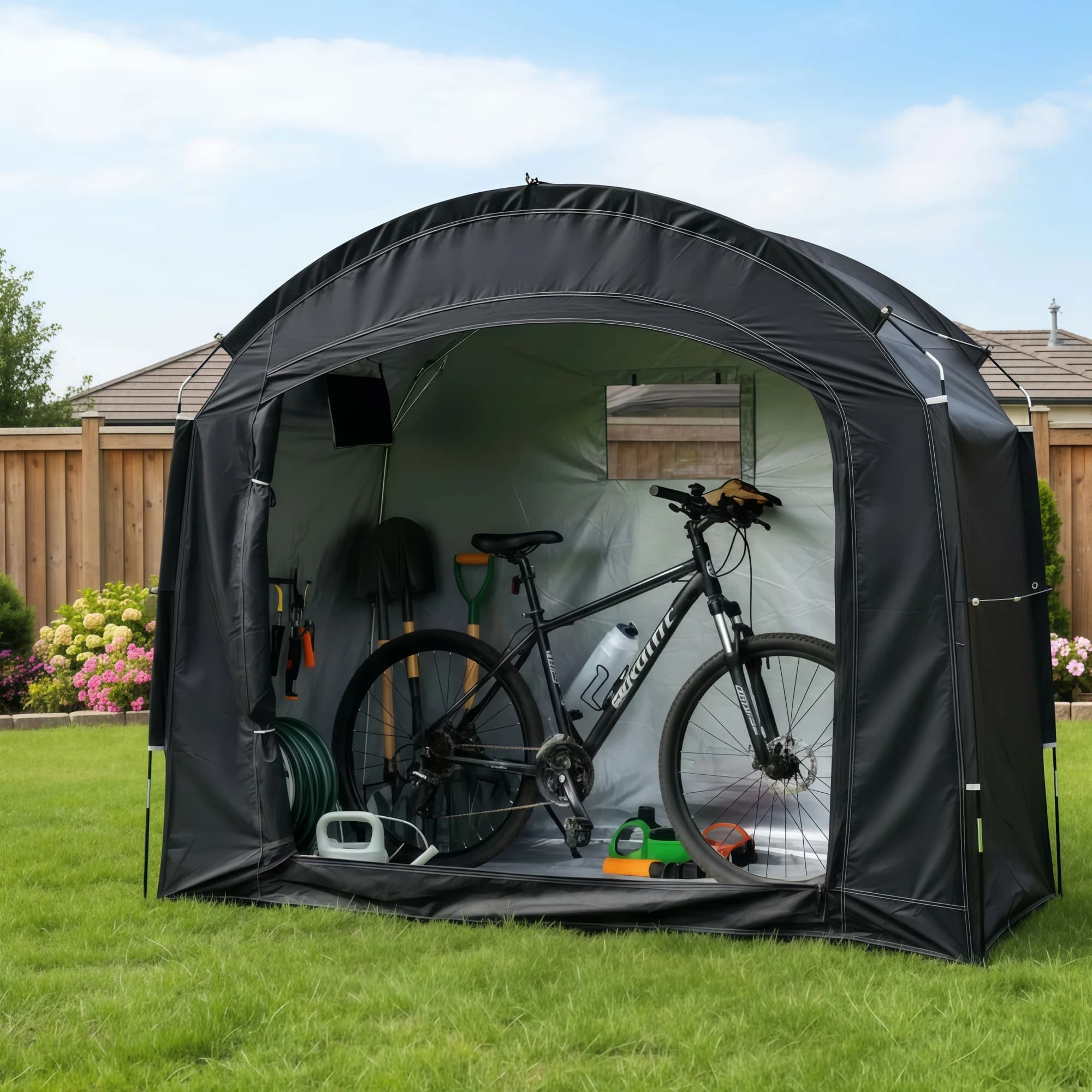 Tente abri pour vélo d'extérieur, auvent de protection personnel portable avec tissu Oxford épaissi 