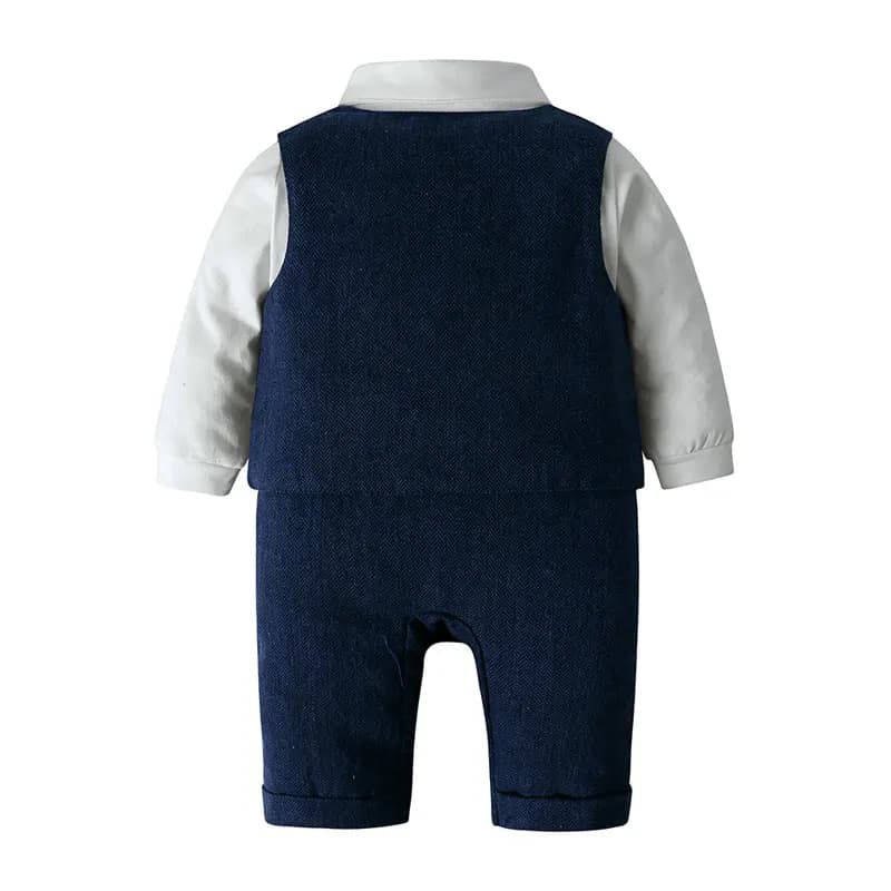 Vêtements de Style anglais pour bébé garçon, en coton, à manches longues, haut et bas, chapeau, gile