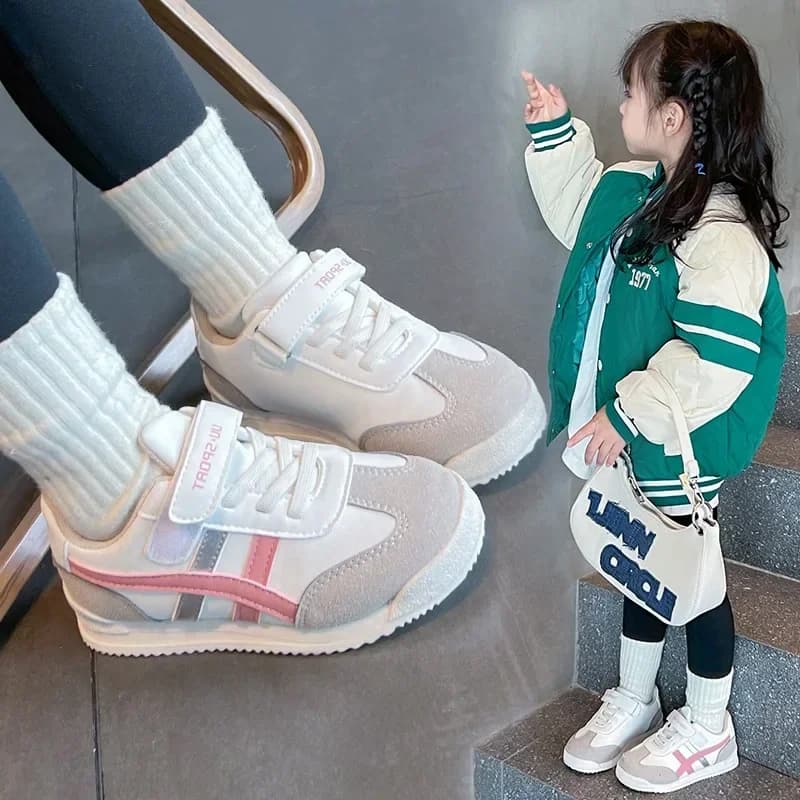 Chaussures de sport pour enfants, colorées, avec coutures, fermeture auto-agrippante, bout rond, sem