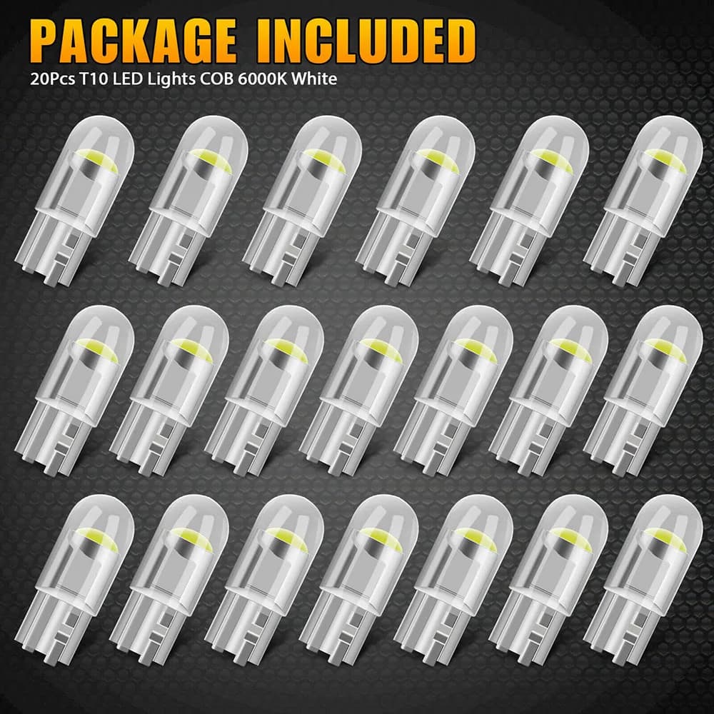 T10 W5W LED voiture Canbus verre COB 6000k lecture dôme lampe marqueur cale plaque d'immatriculation