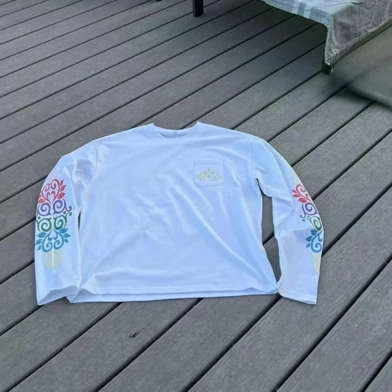 Nouveau pull Y2K tendance et polyvalent à manches longues, imprimé floral et feuilles, style rétro H