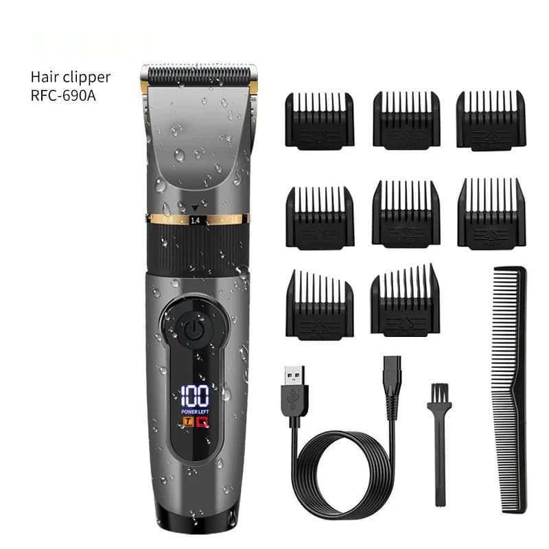 Tondeuse à cheveux professionnelle avec lame en céramique, affichage LED, machine à couper les cheve