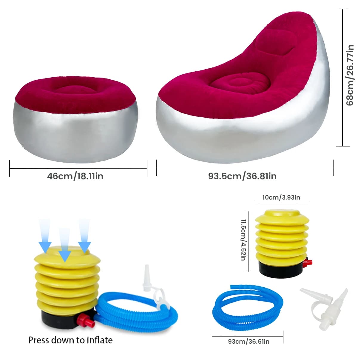 Canapé paresseux gonflable, chaise pliante et Portable avec tabouret de pied, canapé à Air pour salo