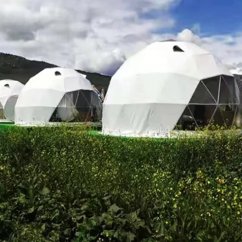 Dômes géodésiques en fibre de PVC de 5 m pour l'habitation humaine, maison préfabriquée en dôme, ser