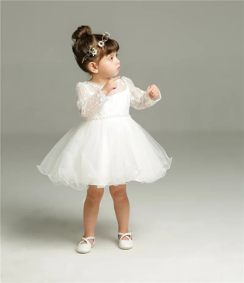 Robe à manches longues pour bébés filles, robe de fête d'anniversaire pour tout-petits, robe de mari