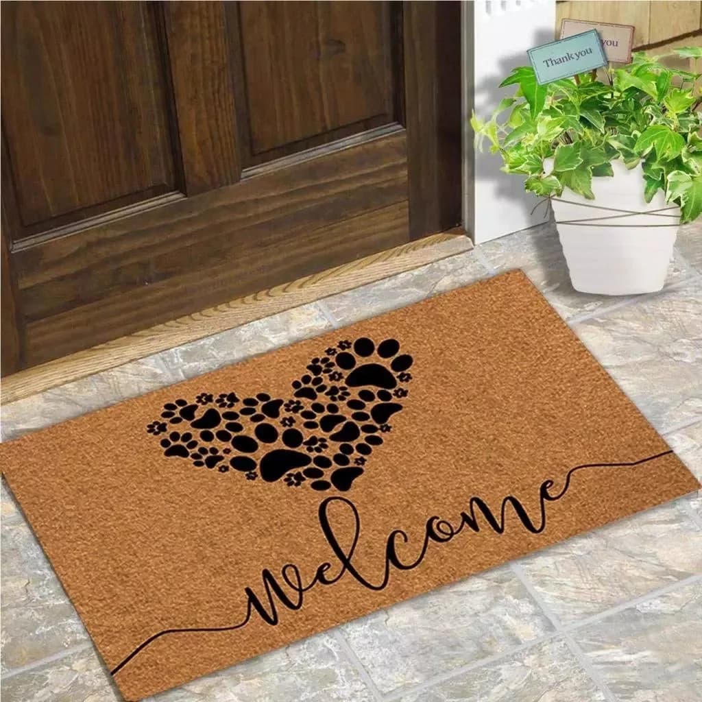 Paillasson d'entrée tapis de sol drôle bienvenue pattes de chien amour tapis de porte maison décorat