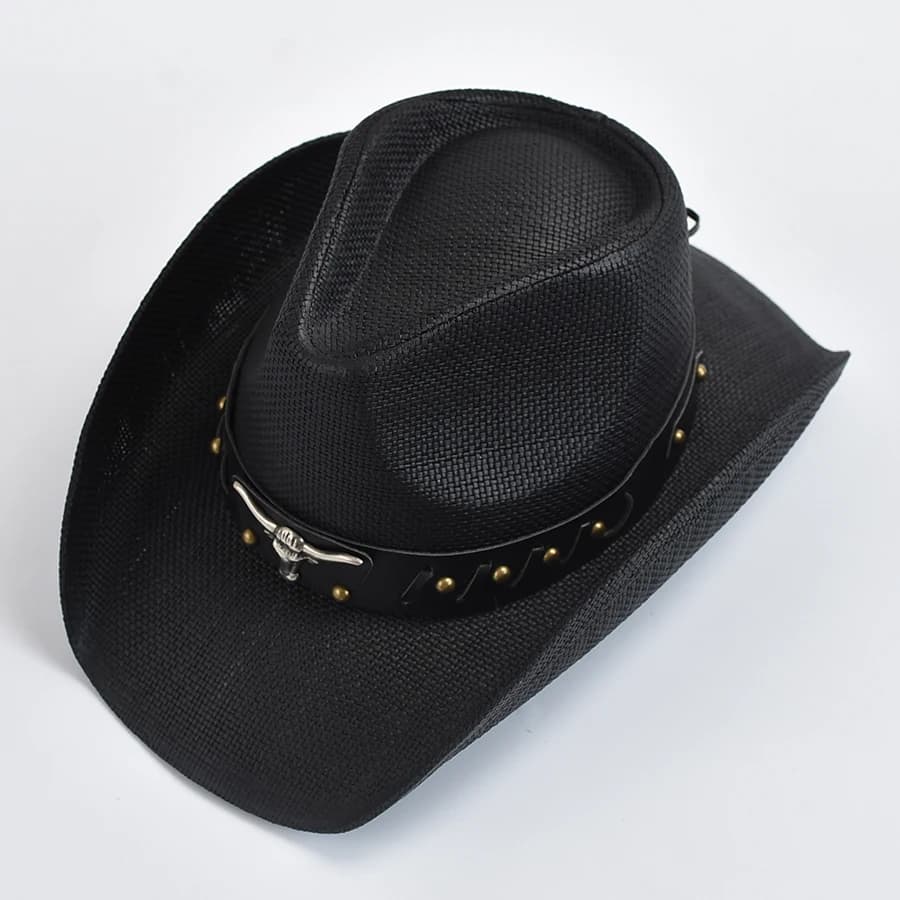 Chapeau de paille épaissi pour hommes bord bouclé Vintage Western Cowboy chapeau été plage chapeau d