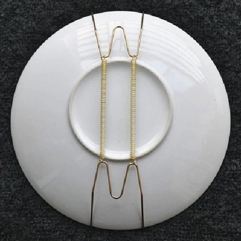 Offre spéciale assiettes plats en acier inoxydable cintre ressort plaques support crochet adaptateur