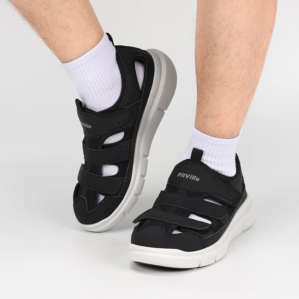 FitVille – sandales élargies pour hommes, chaussures de diabète décontractées, légères pour la fasci