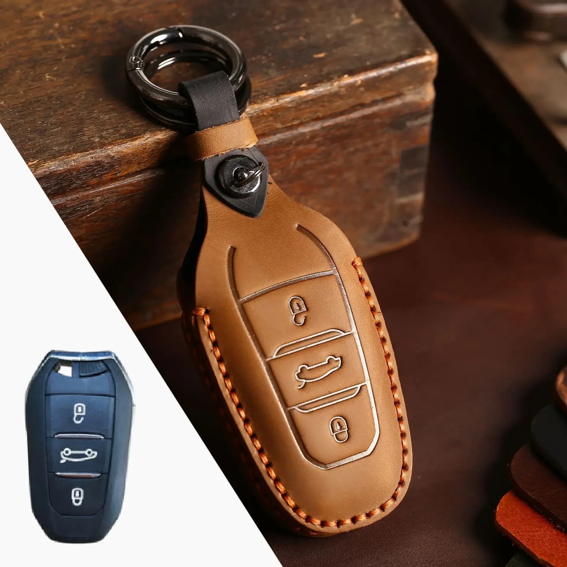 Porte-clés de voiture en cuir pour KIT, porte-clés, housse, accessoires, cristaux, C4, C4L, C6, 308,