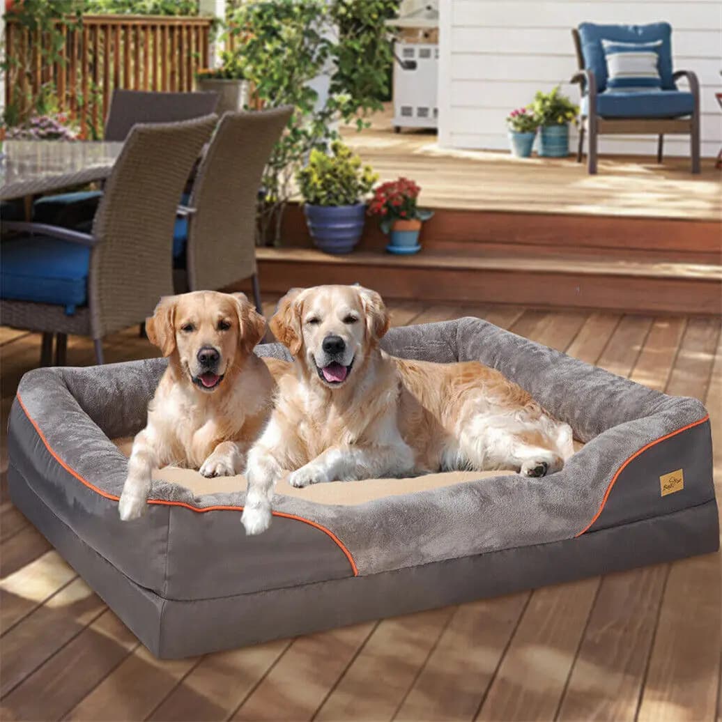 Jgreeting-Grand lit pour chien Orth4WD, mousse à mémoire de forme, matelassé, traversin, canapé pour