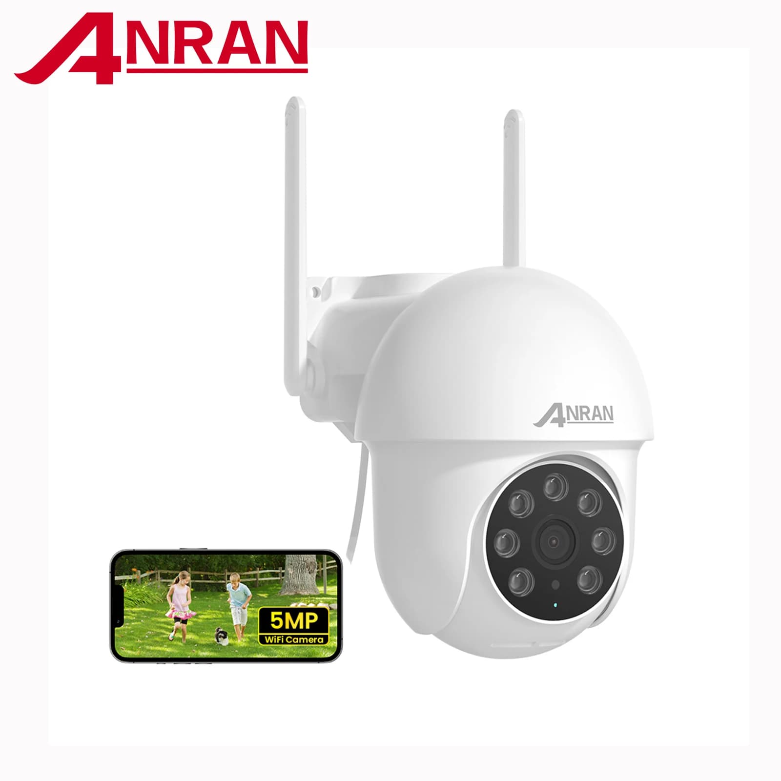 ANRAN caméra dôme 5MP sans fil WiFi caméra de sécurité 24/7 enregistrement couleur Vision nocturne P