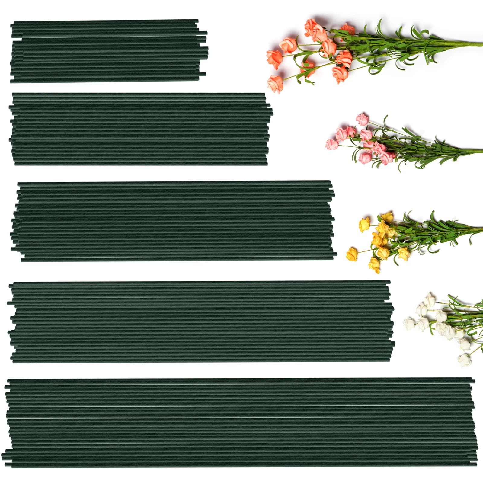 Tiges de fleurs vertes artificielles, 50 pièces, 15/20/25/30/40cm, matériel Floral, accessoires de t