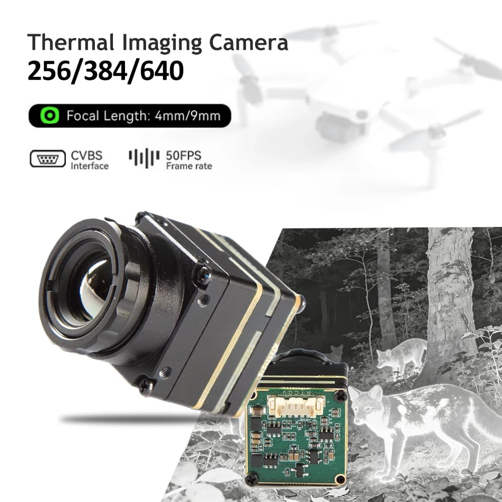 Caméra thermique 256x192/384x288/ 640x512, Module de caméra d'imagerie thermique 4MM/ 9MM avec Inter
